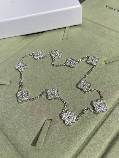 [LUXE]CLOVER 10 MOTIFS  FULL DIAMOND NECKLACE