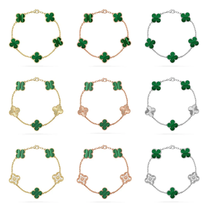 [LUXE] CLOVER 5 MOTIF MALACHITE BRACELET COLLECTION