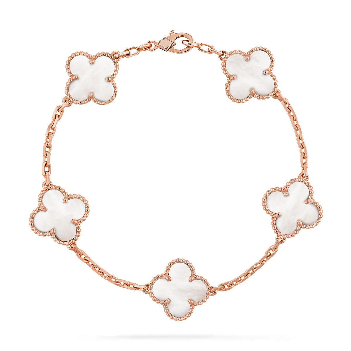 [LUXE]CLOVER WHITE PEARL MOP 5 MOTIF BRACELET COLLECTION