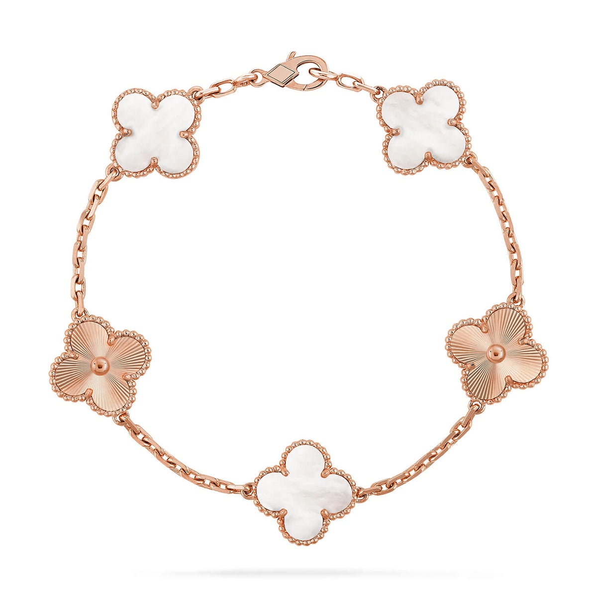 [LUXE]CLOVER WHITE PEARL MOP 5 MOTIF BRACELET COLLECTION