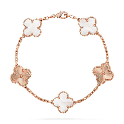[LUXE]CLOVER WHITE PEARL MOP 5 MOTIF BRACELET COLLECTION