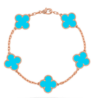 [LUXE] CLOVER 5 MOTIF TURQUOISE BRACELET COLLECTION