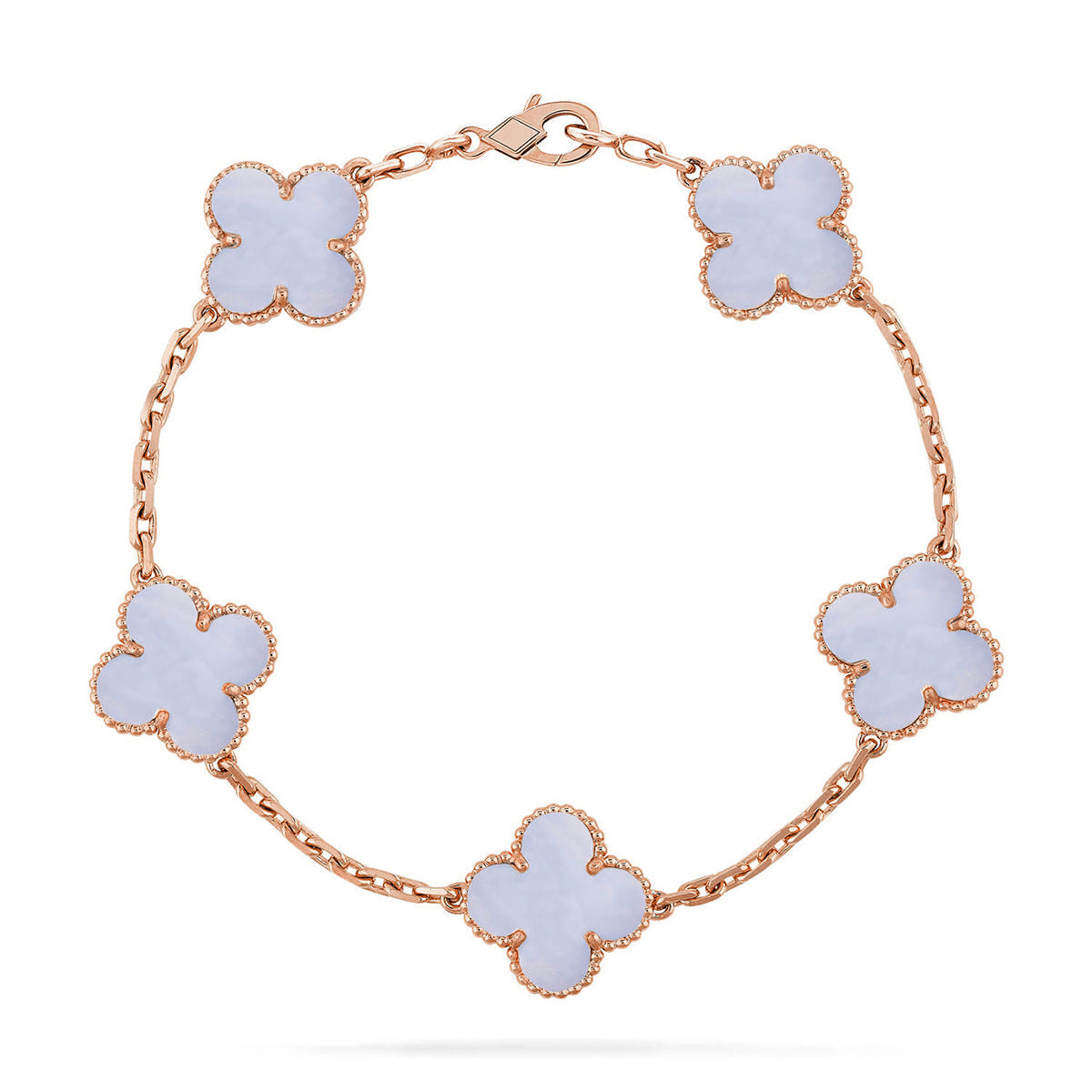 [LUXE] CLOVER 5 MOTIF PURPLE CHALCEDONY BRACELET COLLECTION