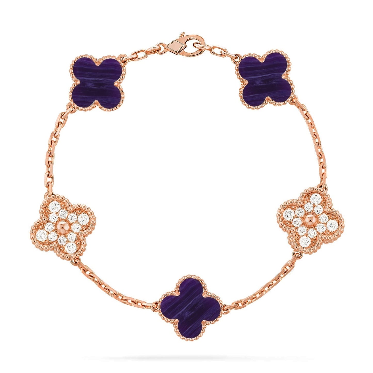 [LUXE]CLOVER 5 MOTIF PURPLE STRIPES BRACELET COLLECTION