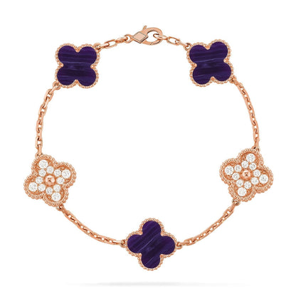 [LUXE]CLOVER 5 MOTIF PURPLE STRIPES BRACELET COLLECTION