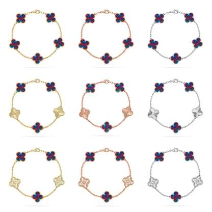 [LUXE]CLOVER 5 MOTIF COLOR GEMSTONES BRACELET COLLECTION