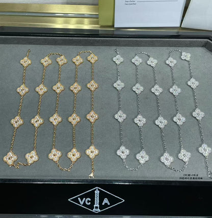[LUXE]CLOVER 20 MOTIFS FULL-DIAMOND NECKLACE