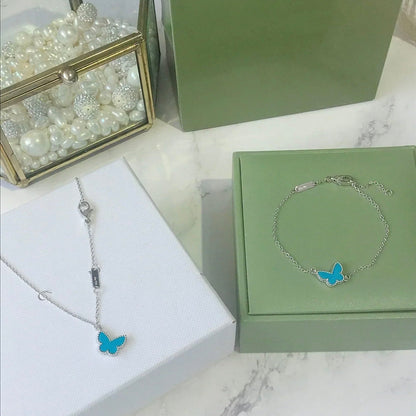 [LUXE]BUTTERFLY TURQUOISE BUTTERFLY BRACELET SILVER