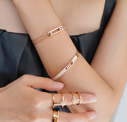 [LUXE]Move Noa Rose Gold Pavé Diamond Bangle Bracelet