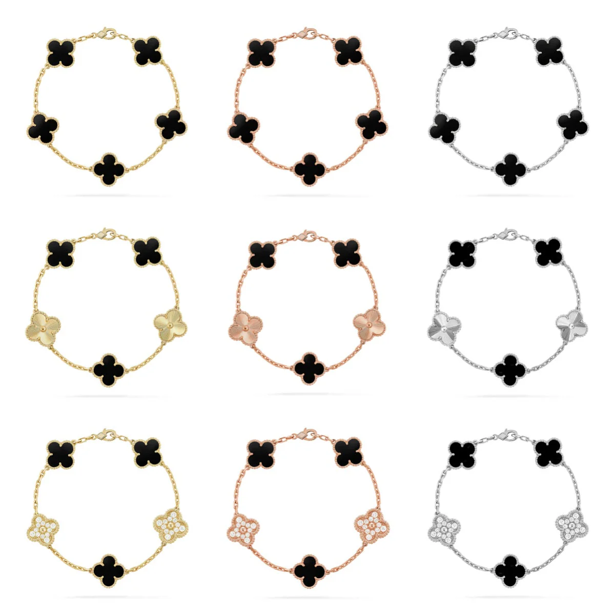 [LUXE] CLOVER 5 MOTIF ONYXS BRACELET COLLECTION