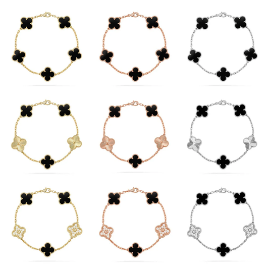 [LUXE] CLOVER 5 MOTIF ONYXS BRACELET COLLECTION