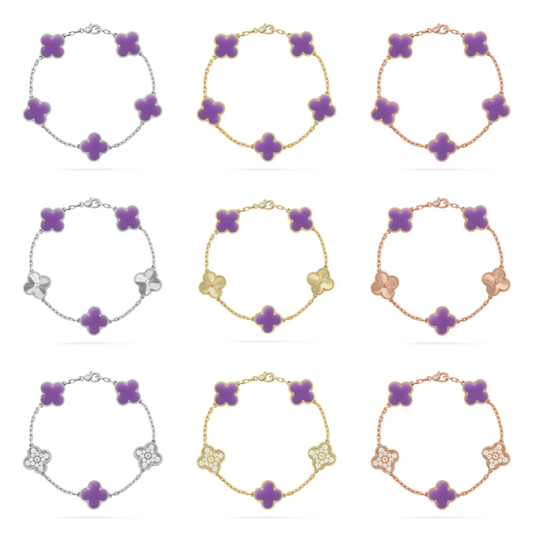 [LUXE]CLOVER 5 MOTIF LIGHT PURPLE BRACELET COLLECTION