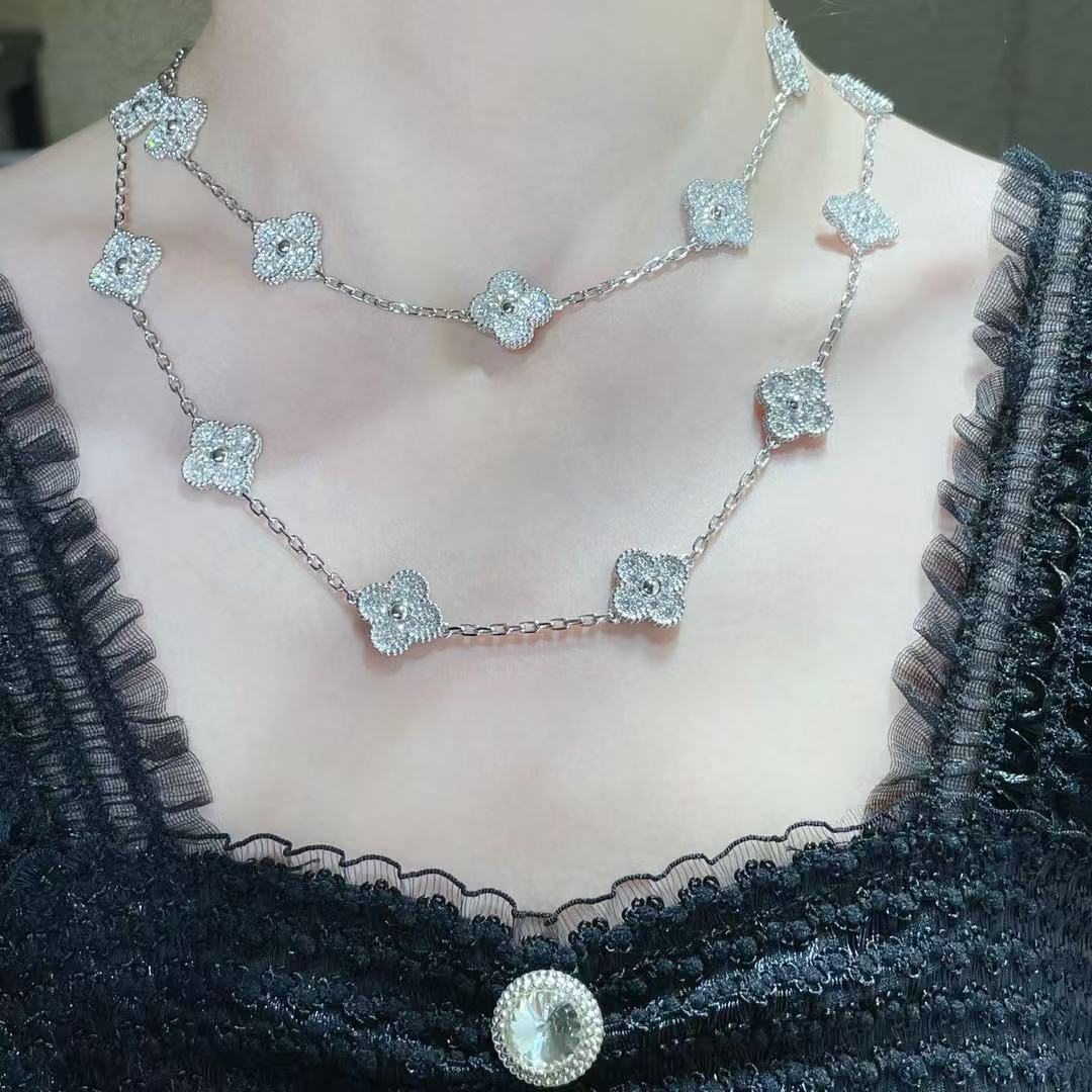 [LUXE]CLOVER 20 MOTIFS FULL-DIAMOND NECKLACE