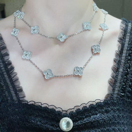 [LUXE]CLOVER 20 MOTIFS FULL-DIAMOND NECKLACE