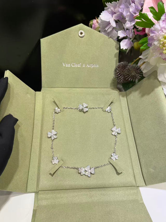 [LUXE]CLOVER 10 MOTIFS  FULL DIAMOND NECKLACE