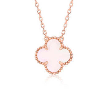 [LUXE]CLOVER 15MM PINK MOTHER-OF-PEARL SINGLE FLOWER NECKLACE
