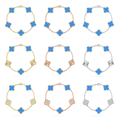 [LUXE] CLOVER 5 MOTIF BLUE AGATE BRACELET COLLECTION