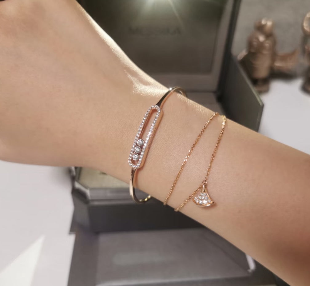 [LUXE]Move Pavé Diamond Bangle Bracelet M