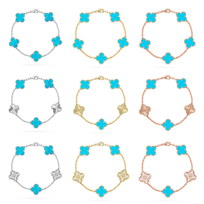 [LUXE] CLOVER 5 MOTIF TURQUOISE BRACELET COLLECTION