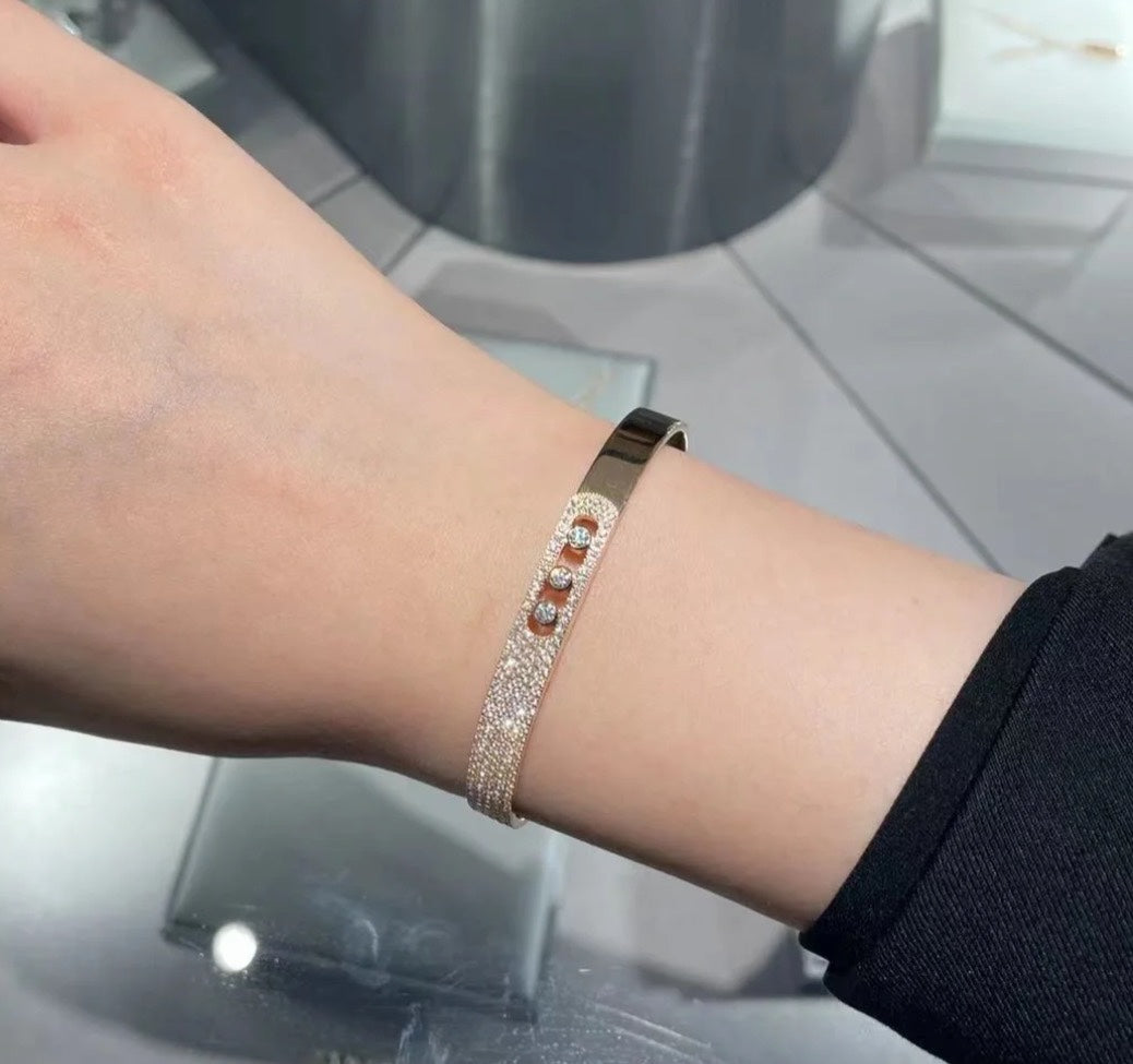 [LUXE]Move Noa Rose Gold Pavé Diamond Bangle Bracelet