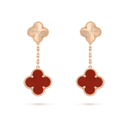 [LUXE]CLOVER 2 MOTIF  LASER CARNELIAN EARRINGS