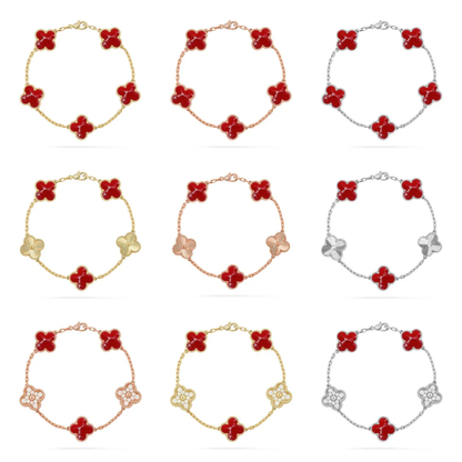 [LUXE]CLOVER 5 MOTIF RED PATTERN BRACELET COLLECTION