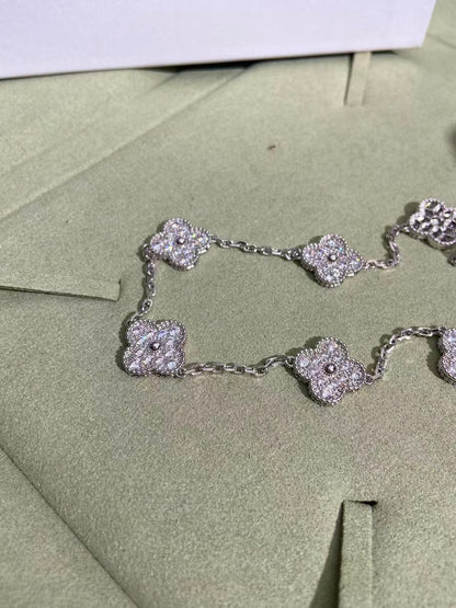 [LUXE]CLOVER 10 MOTIFS  FULL DIAMOND NECKLACE