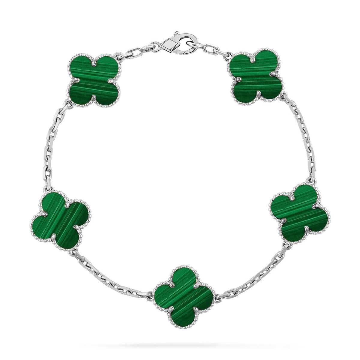 [LUXE] CLOVER 5 MOTIF MALACHITE BRACELET COLLECTION