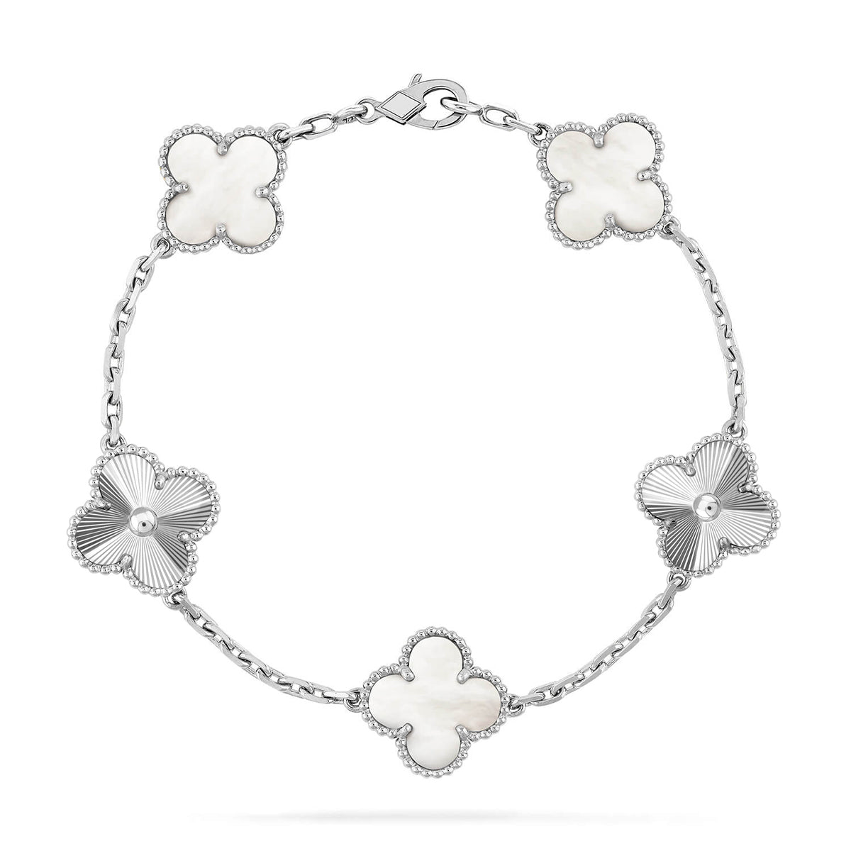 [LUXE]CLOVER WHITE PEARL MOP 5 MOTIF BRACELET COLLECTION