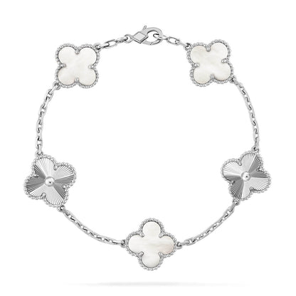 [LUXE]CLOVER WHITE PEARL MOP 5 MOTIF BRACELET COLLECTION