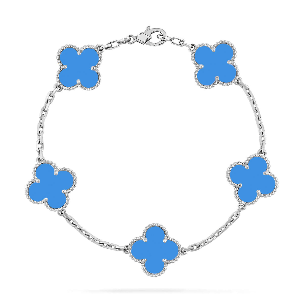 [LUXE] CLOVER 5 MOTIF BLUE AGATE BRACELET COLLECTION