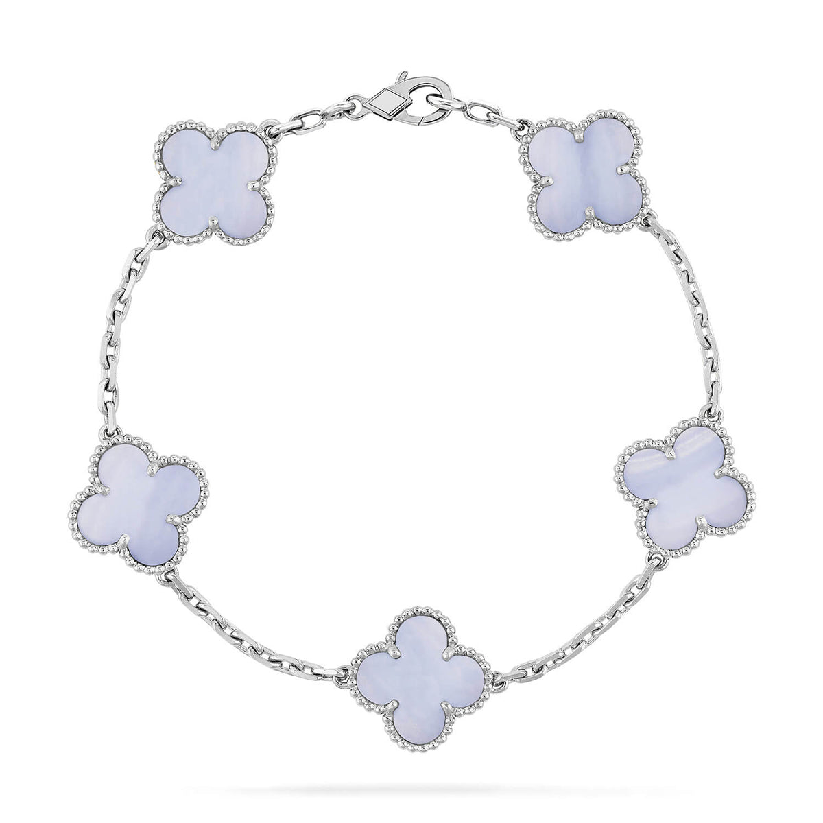 [LUXE] CLOVER 5 MOTIF PURPLE CHALCEDONY BRACELET COLLECTION