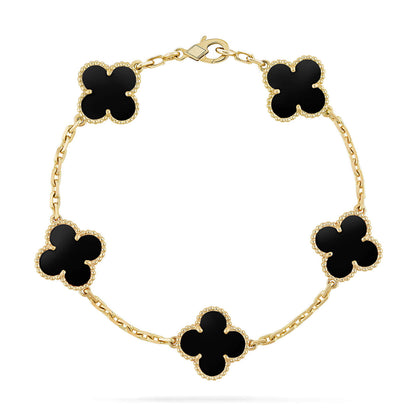 [LUXE] CLOVER 5 MOTIF ONYXS BRACELET COLLECTION