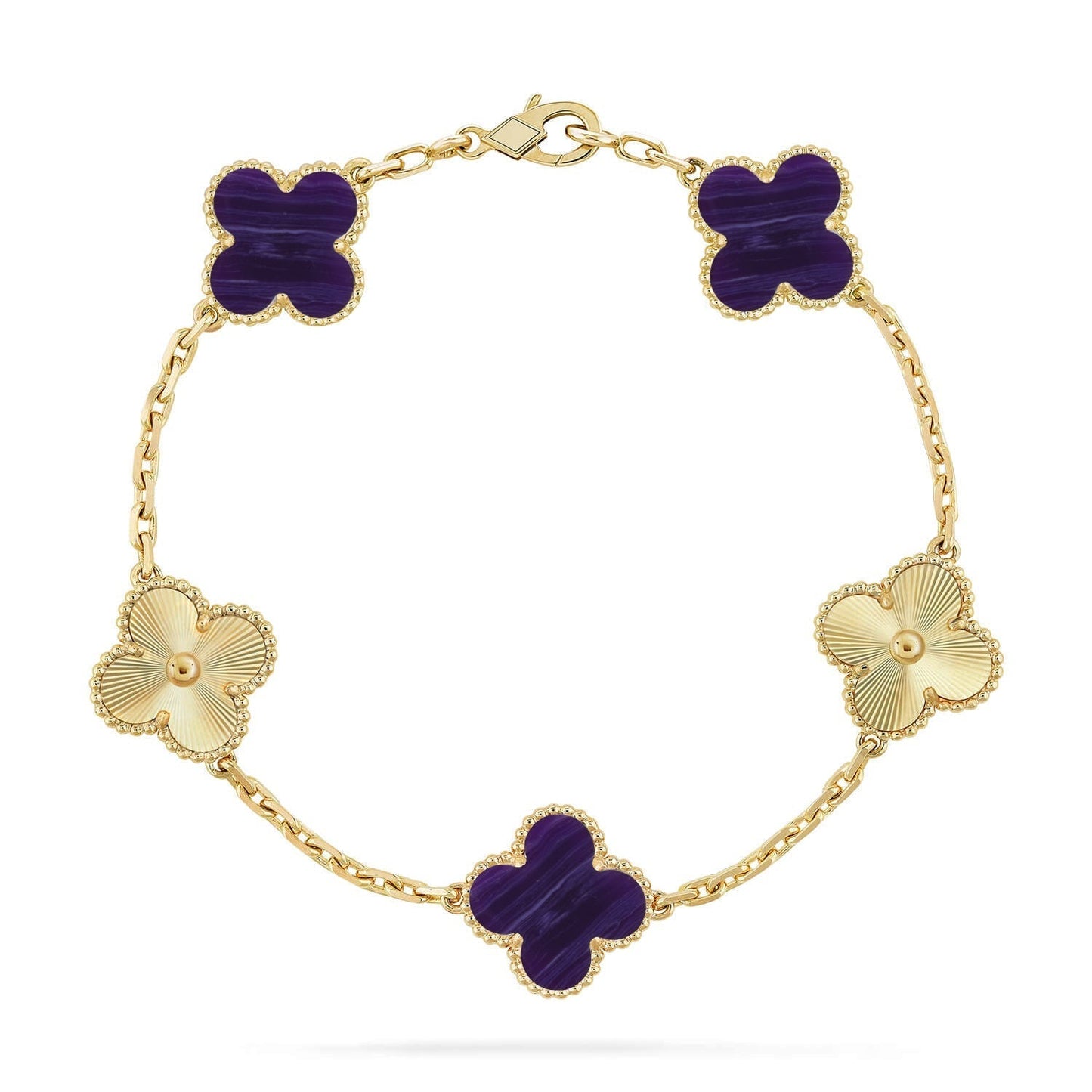 [LUXE]CLOVER 5 MOTIF PURPLE STRIPES BRACELET COLLECTION