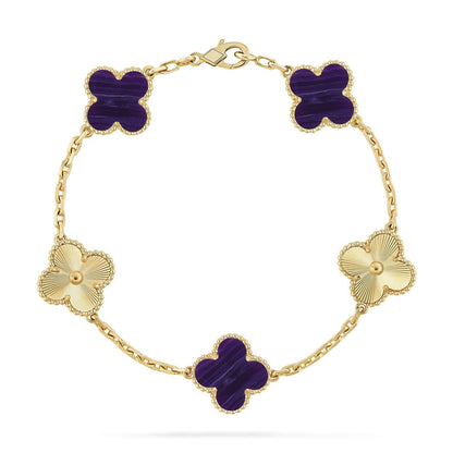 [LUXE]CLOVER 5 MOTIF PURPLE STRIPES BRACELET COLLECTION