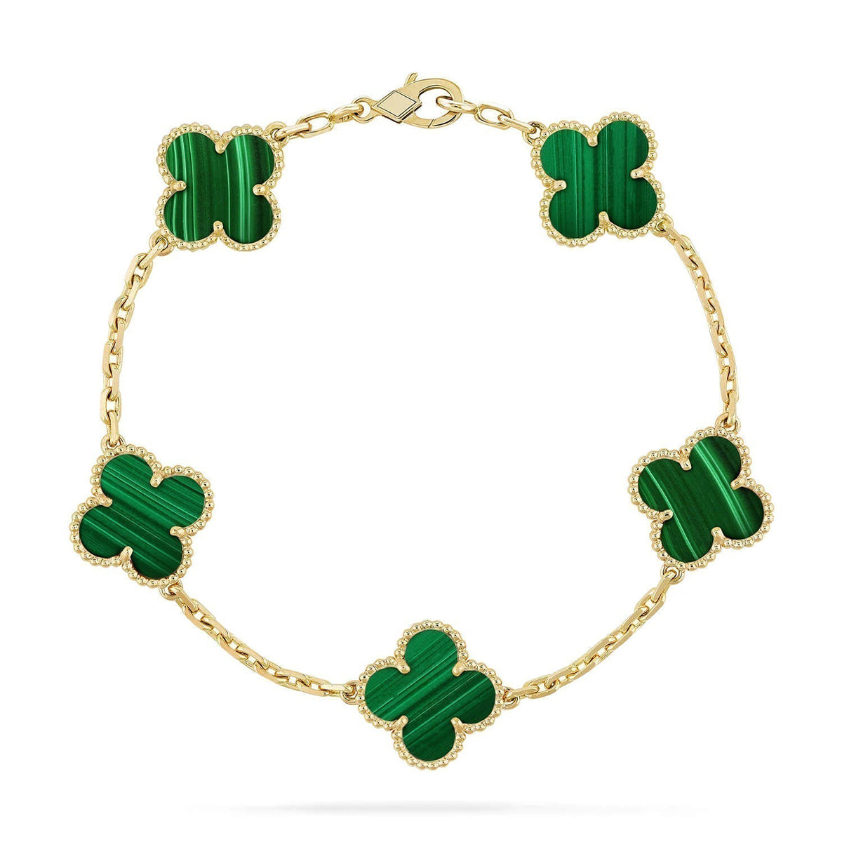 [LUXE] CLOVER 5 MOTIF MALACHITE BRACELET COLLECTION