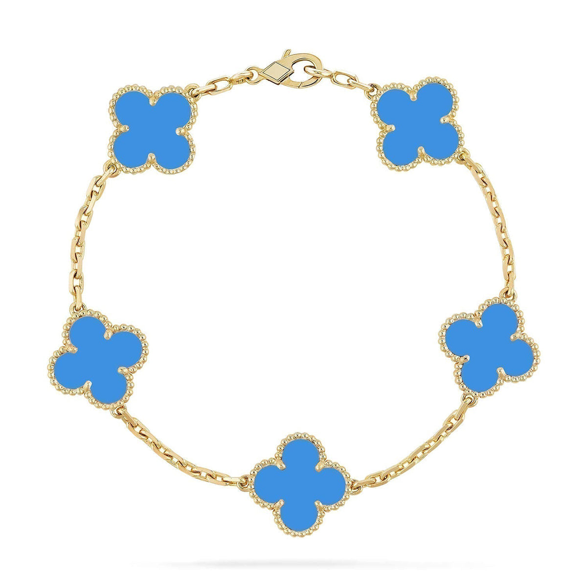 [LUXE] CLOVER 5 MOTIF BLUE AGATE BRACELET COLLECTION