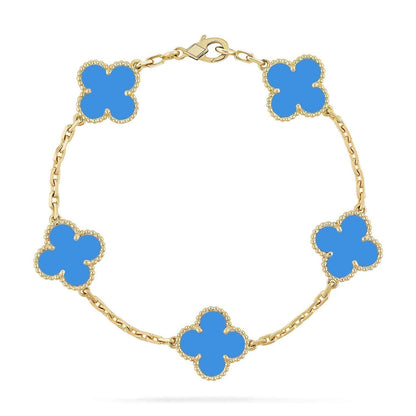 [LUXE] CLOVER 5 MOTIF BLUE AGATE BRACELET COLLECTION