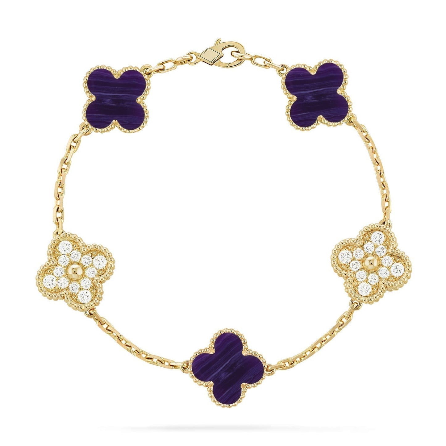 [LUXE]CLOVER 5 MOTIF PURPLE STRIPES BRACELET COLLECTION