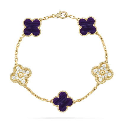 [LUXE]CLOVER 5 MOTIF PURPLE STRIPES BRACELET COLLECTION