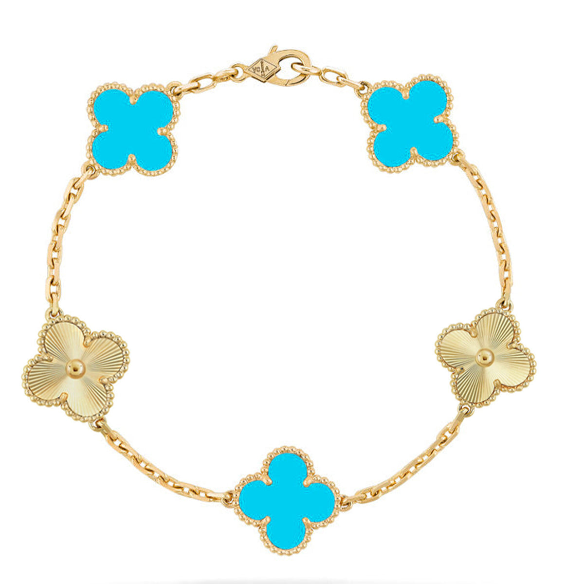 [LUXE] CLOVER 5 MOTIF TURQUOISE BRACELET COLLECTION