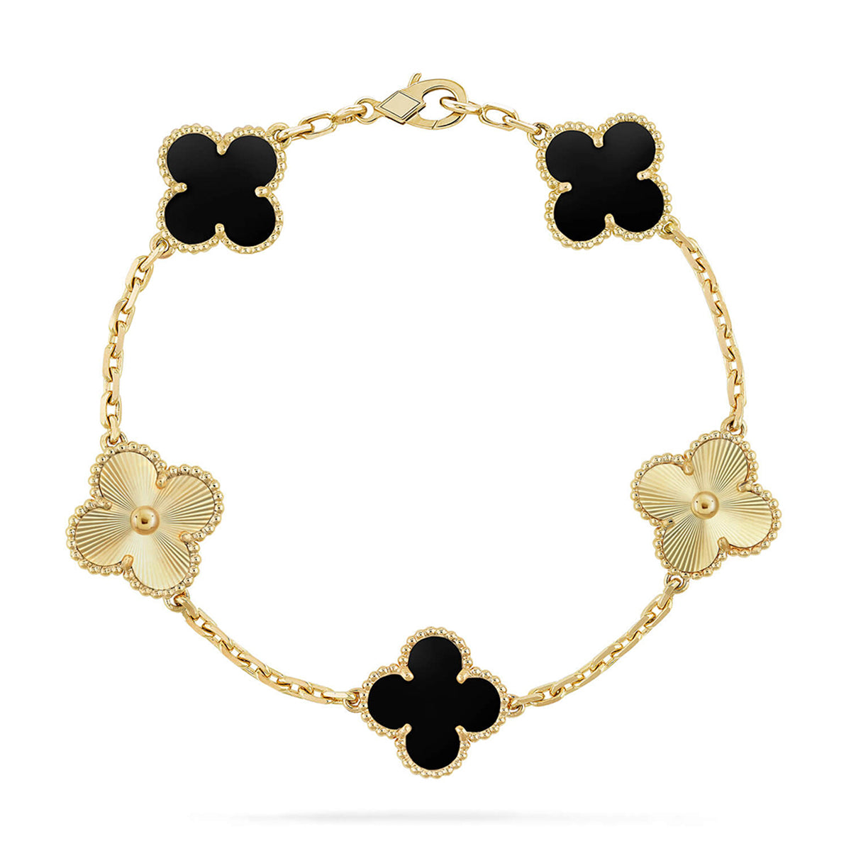 [LUXE] CLOVER 5 MOTIF ONYXS BRACELET COLLECTION