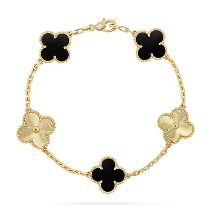 [LUXE] CLOVER 5 MOTIF ONYXS BRACELET COLLECTION