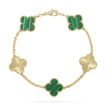 [LUXE] CLOVER 5 MOTIF MALACHITE BRACELET COLLECTION