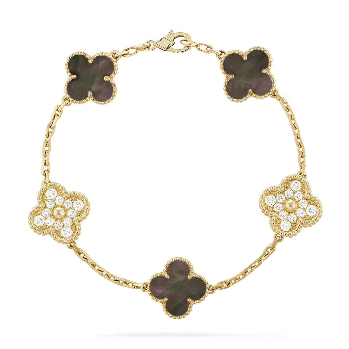 [LUXE] CLOVER 5 MOTIF GRAY MOP BRACELET COLLECTION