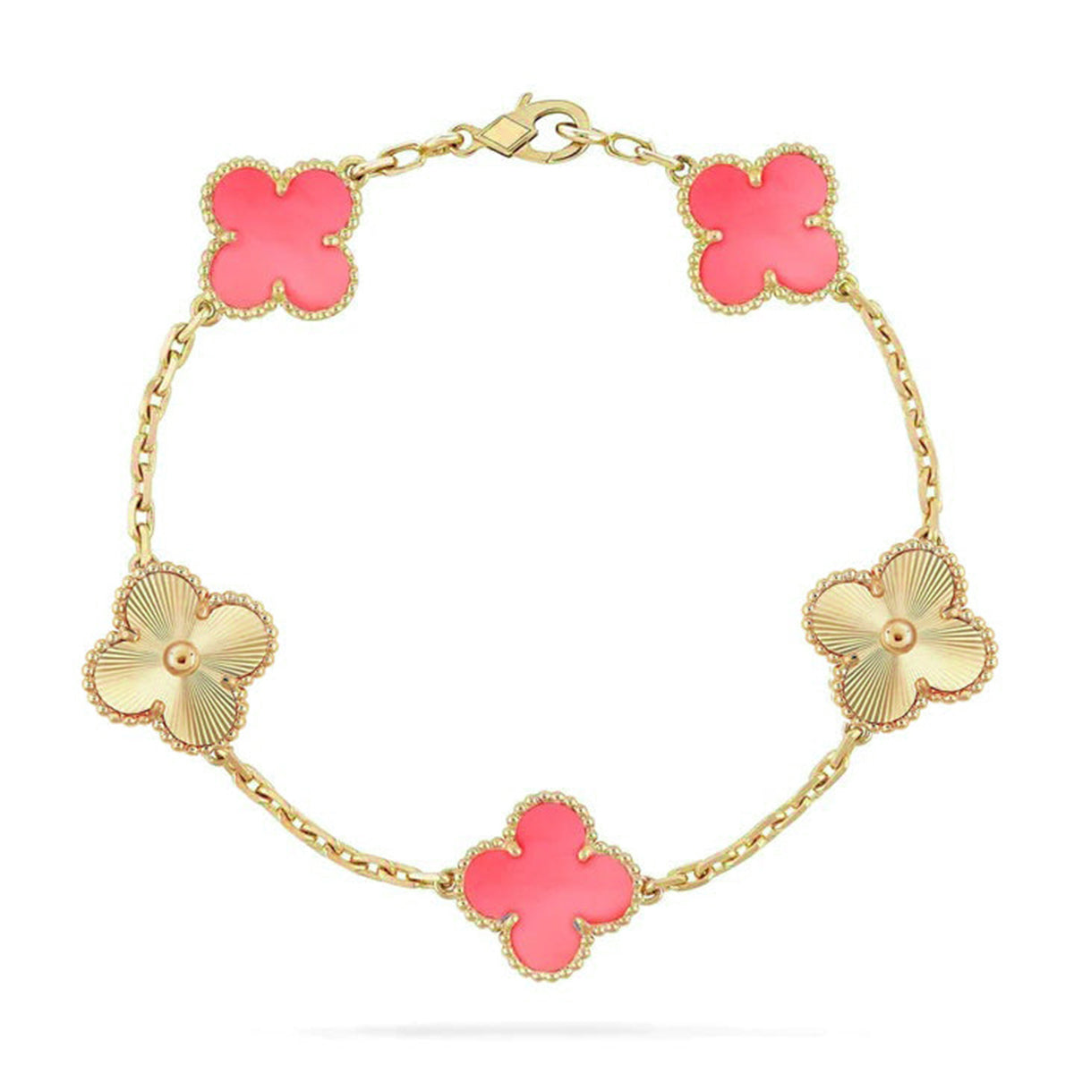 [LUXE] CLOVER 5 MOTIFS  PINK MOP BRACELET COLLECTION