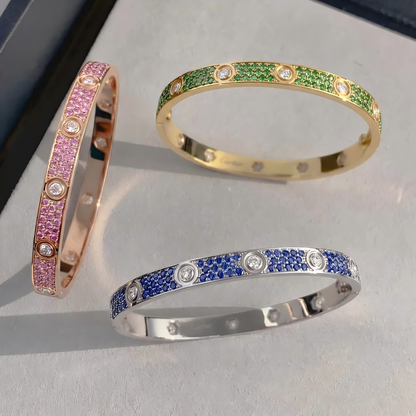 [LUXE]2026 PAVE GEMSTONE LOVE BRACELET 6.1MM 10 DIAMONDS