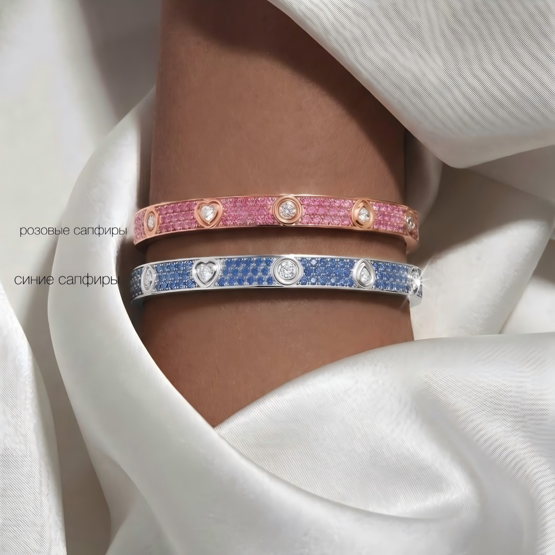 [LUXE]2026 PAVE GEMSTONE LOVE BRACELET 6.1MM 10 DIAMONDS