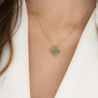 [LUXE]CLOVER 15MM  GRAY MOTHER OF PEARL NECKLACE