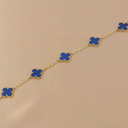 [LUXE] CLOVER 5 MOTIF BLUE AGATE BRACELET COLLECTION